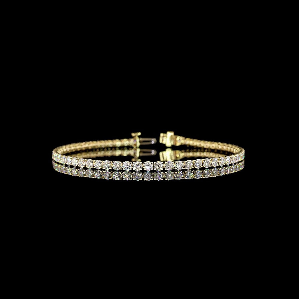 14K Yellow Gold Tennis Bracelet with 59 Round Brilliant Lab Grown Diamonds - 5.17 Carat Total Weight, E-F Color, VS Clarity, Prong Set - Covaloro Fine Jewelry
