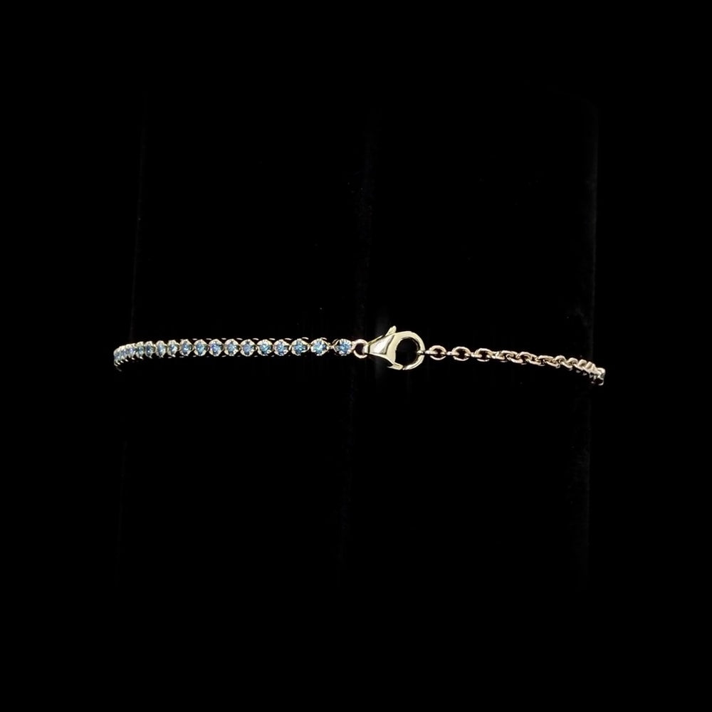 14K Yellow Gold Tennis Bracelet with 60 Round Cut Fancy Vivid Blue Lab Diamonds - 0.93 Carat Total Weight - Covaloro Fine Jewelry
