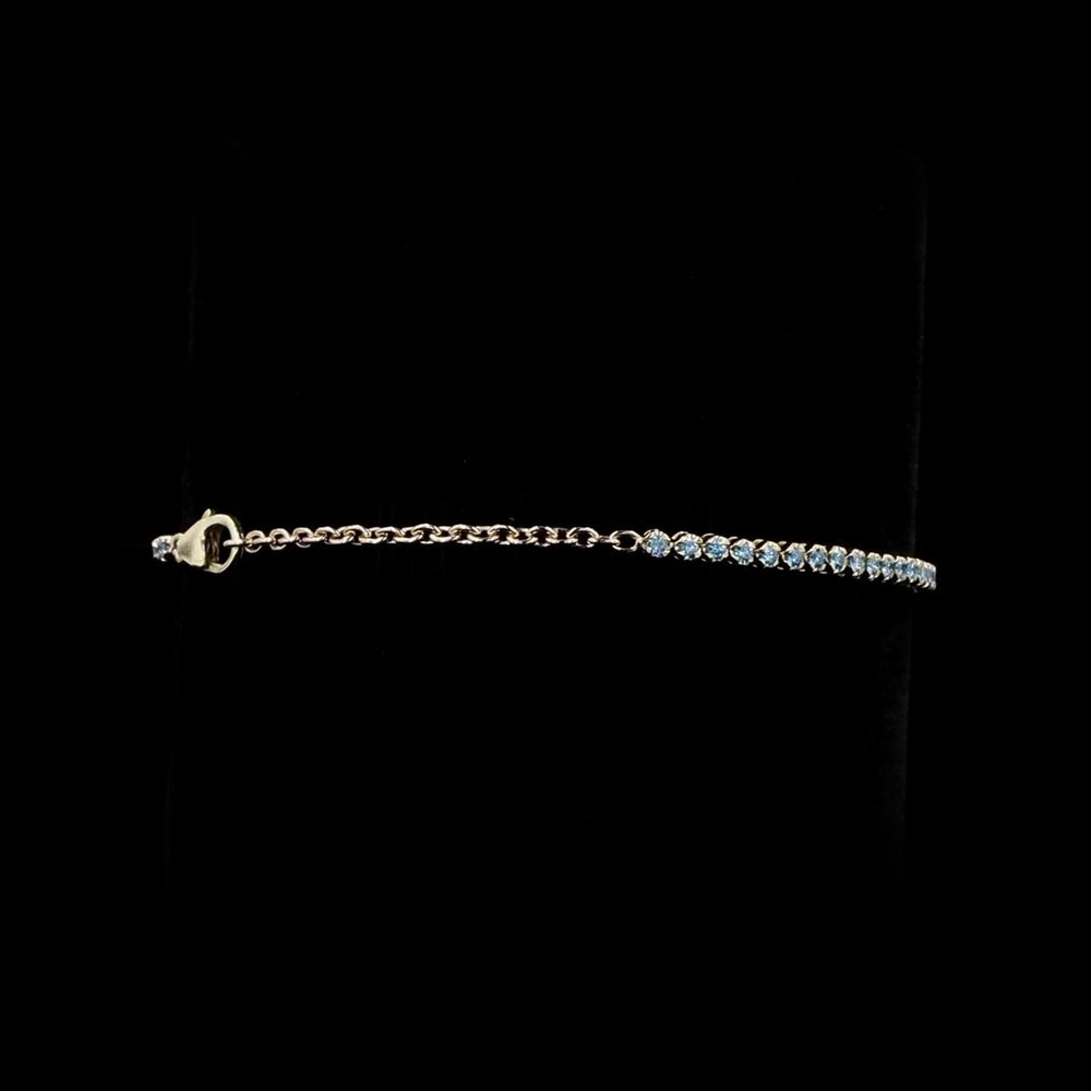 14K Yellow Gold Tennis Bracelet with 60 Round Cut Fancy Vivid Blue Lab Diamonds - 0.93 Carat Total Weight - Covaloro Fine Jewelry