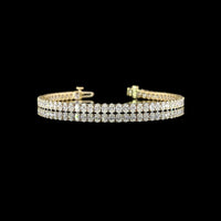 14K Yellow Gold Tennis Bracelet with 61 Prong Set Oval Cut Lab Diamonds - 5.87 Carat Total Weight - Covaloro Fine Jewelry