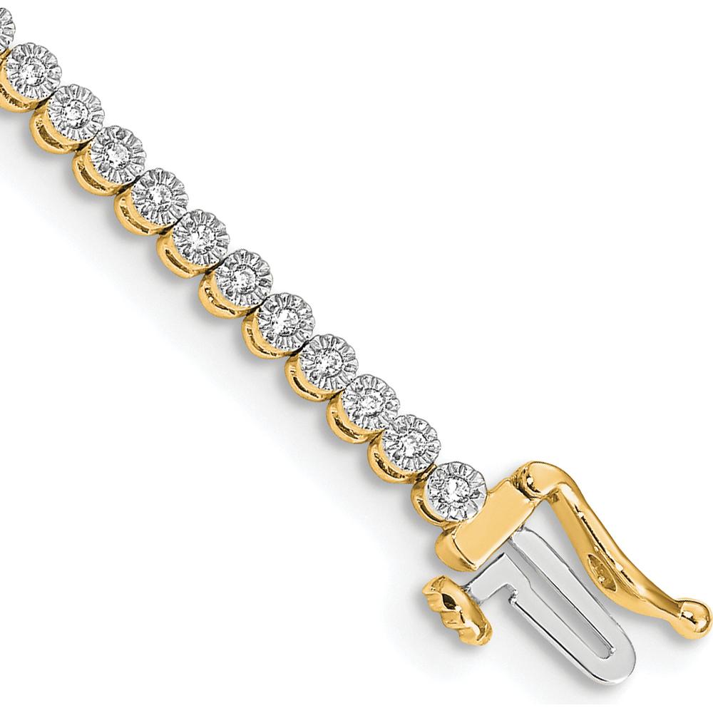 14K Yellow Gold Tennis Bracelet with 66 Round-Cut Diamonds in Illusion Setting - 0.50 Carats Total Diamond Weight by Monteluci Fine Jewelry
