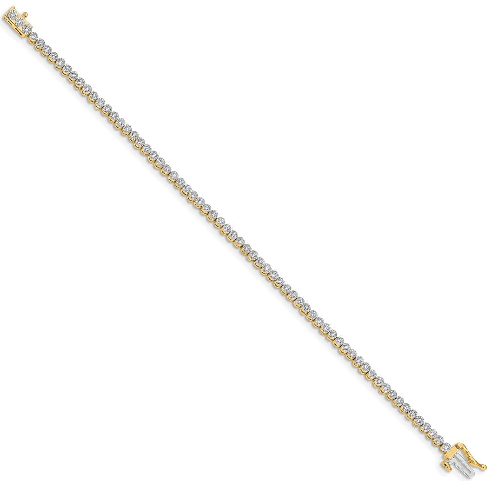 14K Yellow Gold Tennis Bracelet with 66 Round-Cut Diamonds in Illusion Setting - 0.50 Carats Total Diamond Weight by Monteluci Fine Jewelry