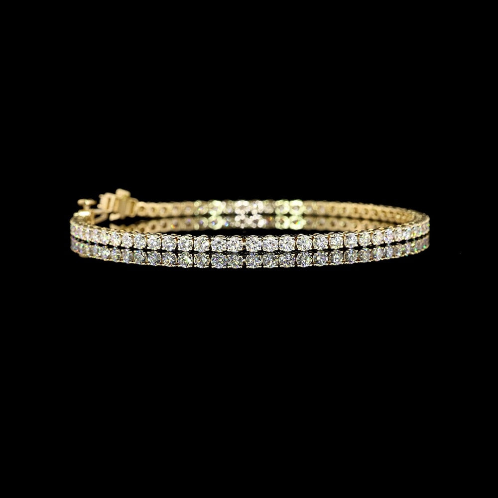 14K Yellow Gold Tennis Bracelet with 67 Round Brilliant Cut Lab Diamonds - 3.89 Carat Total Weight, E-F Color VS Clarity - Covaloro Fine Jewelry
