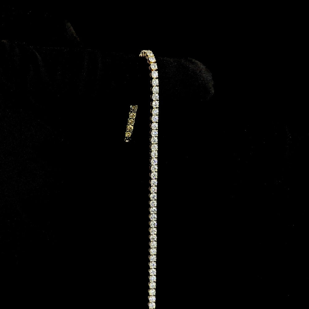 14K Yellow Gold Tennis Bracelet with 67 Round Brilliant Cut Lab Diamonds - 3.89 Carat Total Weight, E-F Color VS Clarity - Covaloro Fine Jewelry