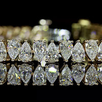 14K Yellow Gold Tennis Bracelet with 68 North-South Pear Shaped Lab Diamonds - 8.40 Carats Total Diamond Weight, E-F Color VS Clarity - Covaloro Fine Jewelry