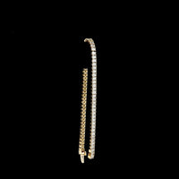 14K Yellow Gold Tennis Bracelet with 71 Prong-Set Emerald Cut Lab Diamonds - 6.78 Carat Total Weight - Covaloro Fine Jewelry