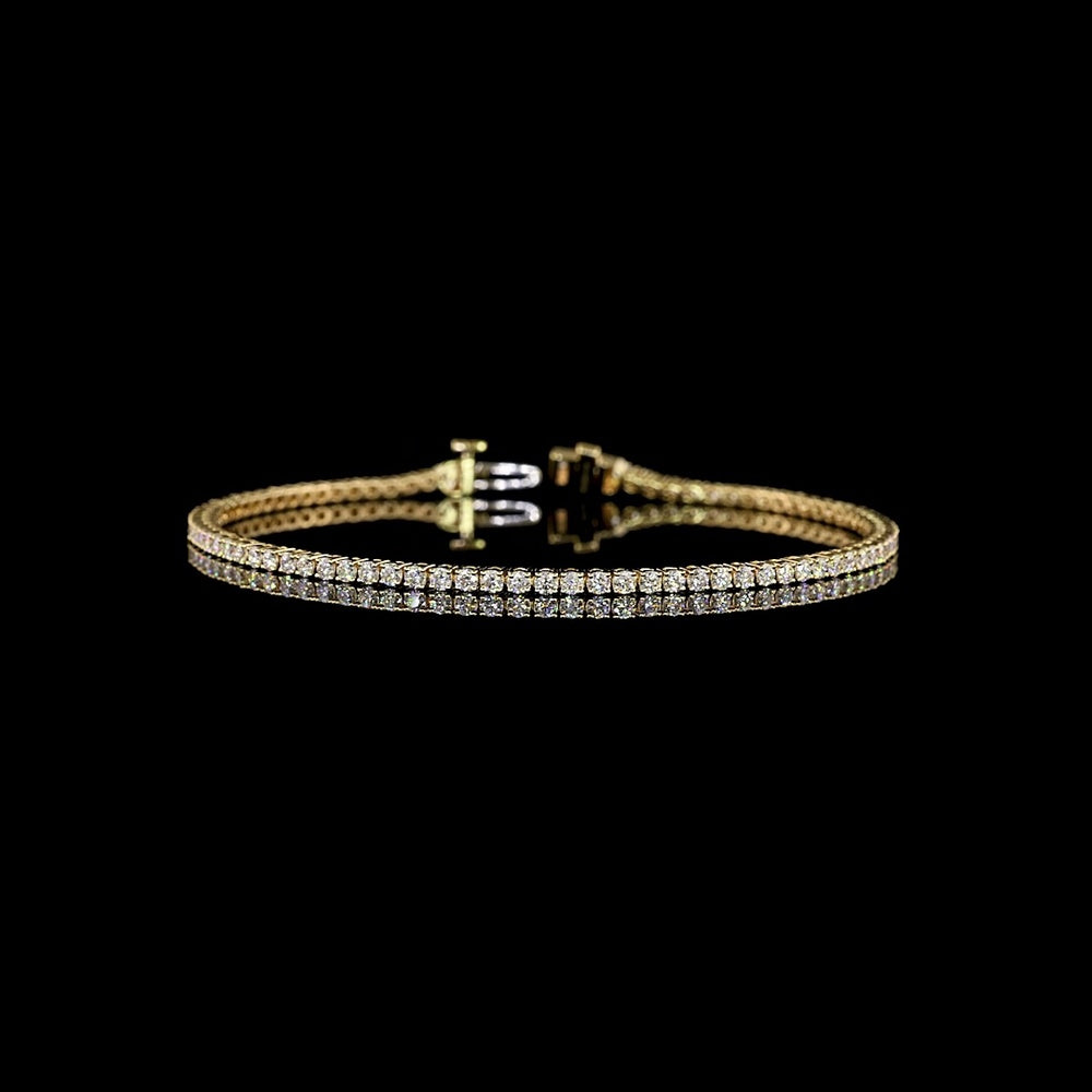 14K Yellow Gold Tennis Bracelet with 88 Round Brilliant Cut Lab Diamonds - 1.99 Carats Total Diamond Weight (E-F Color, VS Clarity) - Covaloro Fine Jewelry