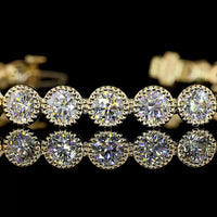 14K Yellow Gold Tennis Bracelet with 9.18 Carat Bezel Set Round Lab Diamonds E-F VS Clarity and Milgrain Detail - Covaloro Fine Jewelry