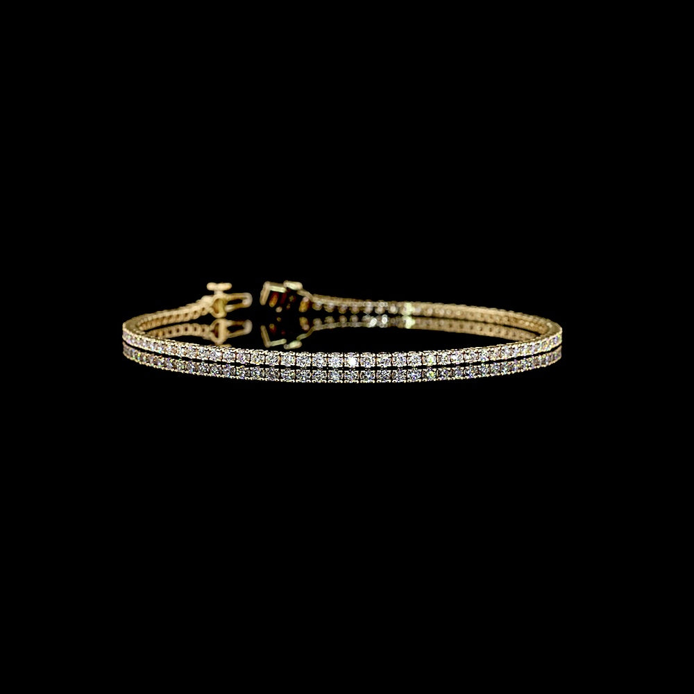 14K Yellow Gold Tennis Bracelet with 90 Prong-Set Round Lab Diamonds - 1.71 Carat Total Weight (E-F Color, VS1 Clarity) - Covaloro Fine Jewelry