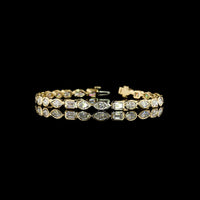 14K Yellow Gold Tennis Bracelet with Alternating Marquise, Emerald, and Oval Lab-Grown Diamonds in East-West Bezel Settings - 7.37 Carats Total Diamond Weight - Covaloro Fine Jewelry