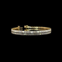 14K Yellow Gold Tennis Bracelet with Asscher Cut Lab Diamonds - 6.91 Carat Total Weight, 58 Stones (E-F Color, VS Clarity) - Covaloro Fine Jewelry