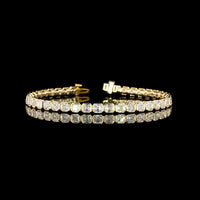 14K Yellow Gold Tennis Bracelet with Bezel Set Asscher Cut Lab Diamonds - 16.44 Carats Total Diamond Weight - Covaloro Fine Jewelry