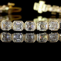 14K Yellow Gold Tennis Bracelet with Bezel Set Asscher Cut Lab Diamonds - 16.44 Carats Total Diamond Weight - Covaloro Fine Jewelry