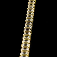 14K Yellow Gold Tennis Bracelet with Bezel Set Emerald Cut Lab Diamonds - 4.12 Carat Total Diamond Weight, 50 Stones - Covaloro Fine Jewelry