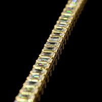 14K Yellow Gold Tennis Bracelet with Bezel Set Emerald Cut Lab Diamonds - 4.89 Carat Total Weight, E-F Color, VS Clarity - Covaloro Fine Jewelry