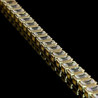 14K Yellow Gold Tennis Bracelet with Bezel Set Emerald Cut Lab Diamonds - 6.12 Carat Total Weight - Covaloro Fine Jewelry