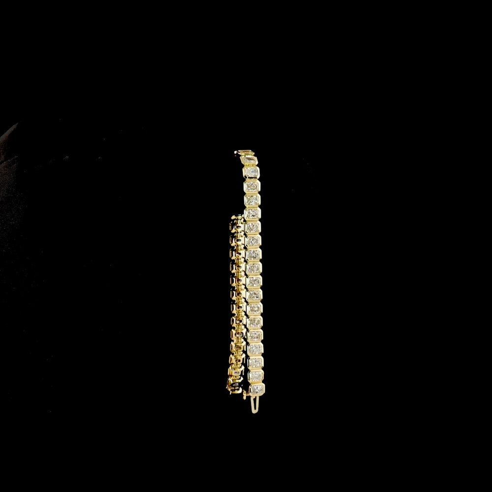 14K Yellow Gold Tennis Bracelet with Bezel Set Radiant Cut Lab Diamonds - 10.20 Carat Total Weight - Covaloro Fine Jewelry