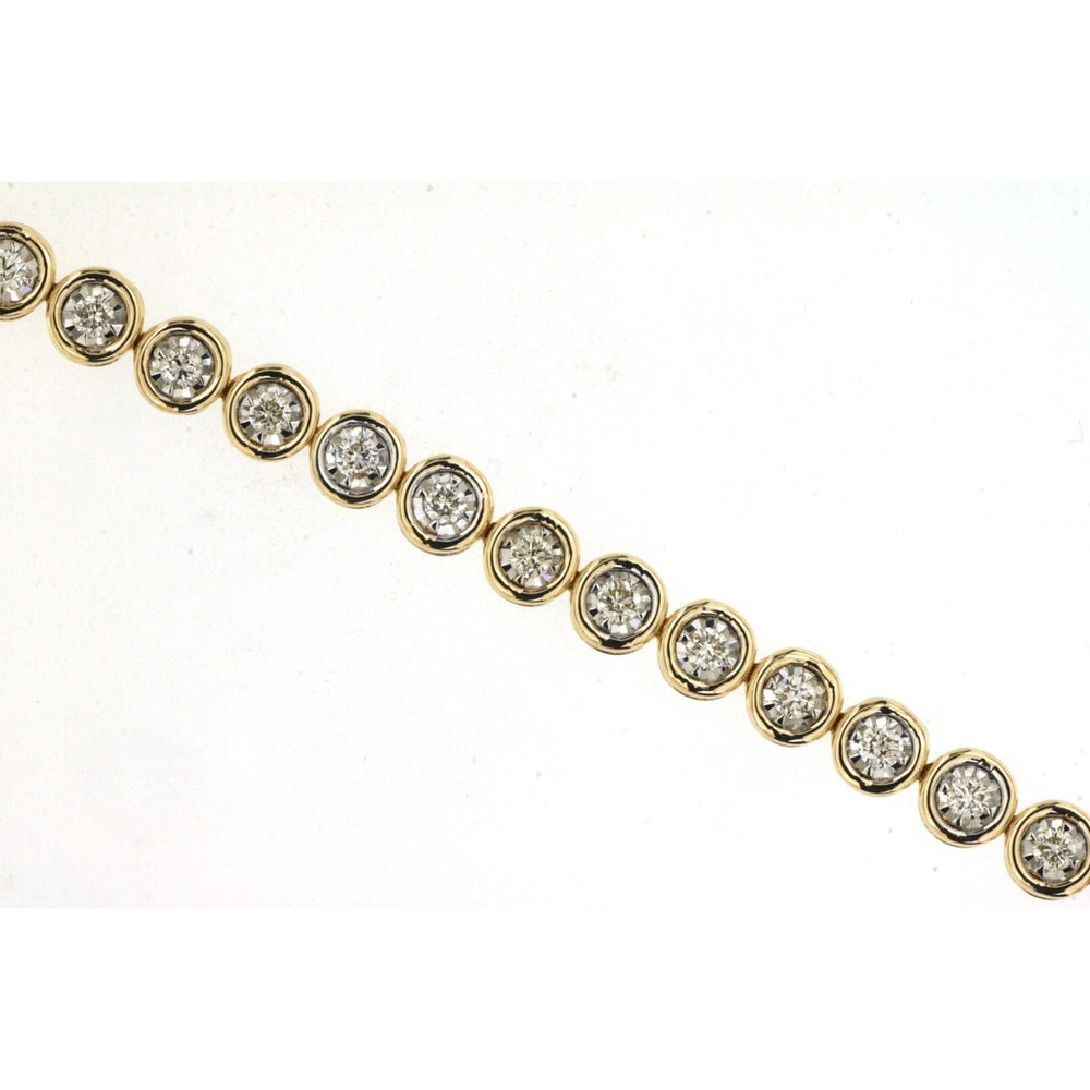 14K Yellow Gold Tennis Bracelet with Bezel-Set Round Diamonds - 1.00 Carat Total Diamond Weight - Royal Jewelry
