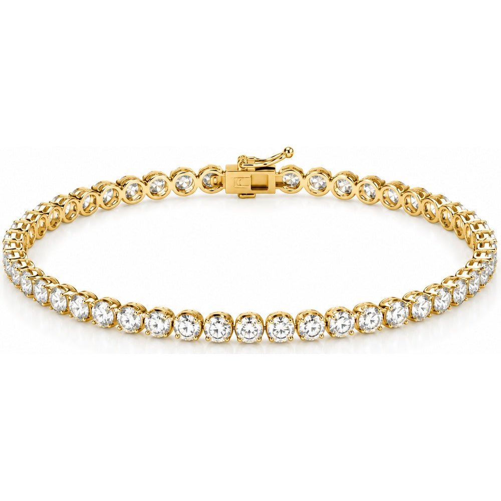 14K Yellow Gold Tennis Bracelet with Bezel Set Round Diamonds - 5.88 Carat Total Diamond Weight by Auriventus