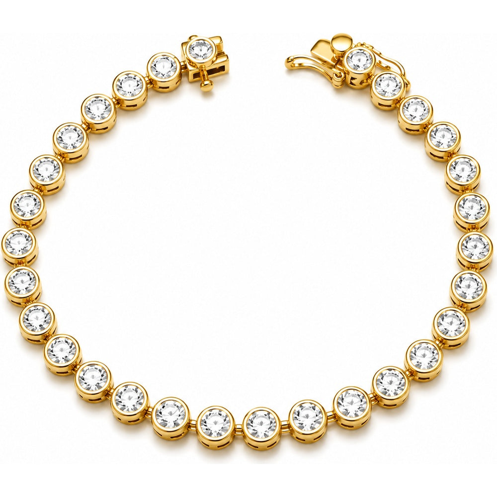 14K Yellow Gold Tennis Bracelet with Bezel Set Round Diamonds - 6.01 Carat Total Diamond Weight by Auriventus