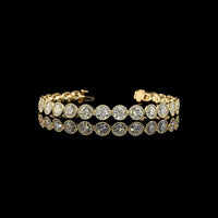 14K Yellow Gold Tennis Bracelet with Bezel Set Round Lab Diamonds - 14.26 Total Carat Weight, D VVS2 - Covaloro Fine Jewelry
