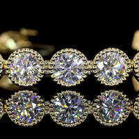 14K Yellow Gold Tennis Bracelet with Bezel Set Round Lab Diamonds - 14.26 Total Carat Weight, D VVS2 - Covaloro Fine Jewelry