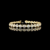 14K Yellow Gold Tennis Bracelet with Bezel Set Round Lab Diamonds - 14.69 Carat Total Diamond Weight, E-F Color VS Clarity, 27 Stones - Covaloro Fine Jewelry