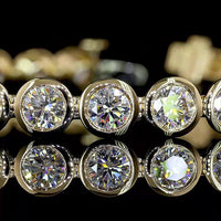 14K Yellow Gold Tennis Bracelet with Bezel Set Round Lab Diamonds - 9.82 Carat Total Weight, E-F Color, VS Clarity - Covaloro Fine Jewelry