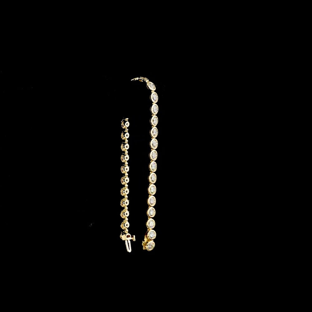 14K Yellow Gold Tennis Bracelet with Bezel Set Round Lab Diamonds - 9.82 Carat Total Weight, E-F Color, VS Clarity - Covaloro Fine Jewelry