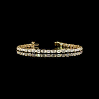 14K Yellow Gold Tennis Bracelet with East-West Bezel Set Emerald Cut Lab Diamonds - 3.43 Carat Total Weight - Covaloro Fine Jewelry
