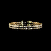 14K Yellow Gold Tennis Bracelet with East-West Bezel Set Emerald Cut Lab Diamonds - 3.86 Carat Total Weight, E-F Color, VS Clarity - Covaloro Fine Jewelry