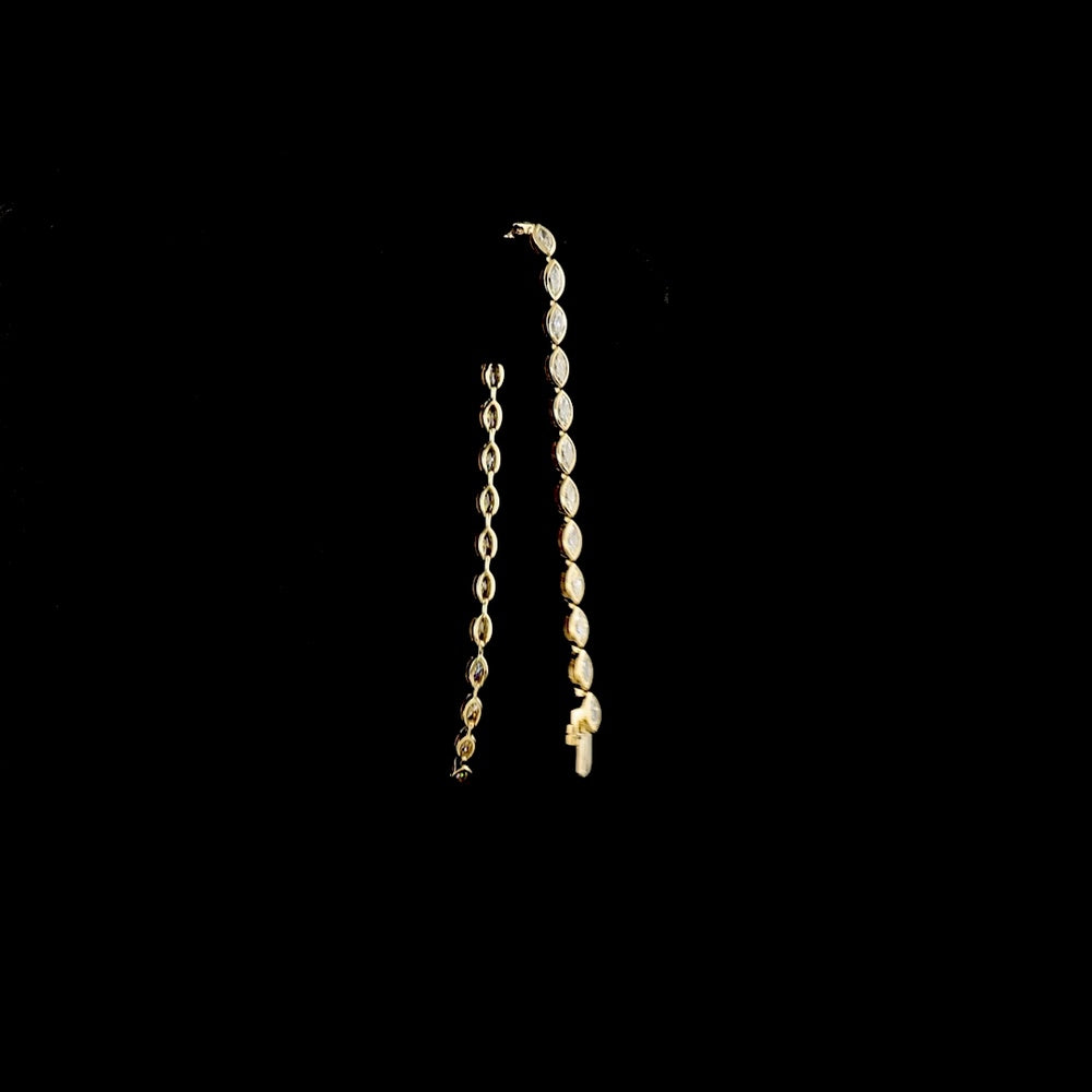 14K Yellow Gold Tennis Bracelet with East-West Bezel Set Marquise Cut Lab Diamonds - 3.01 Carat Total Weight - Covaloro Fine Jewelry