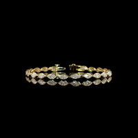 14K Yellow Gold Tennis Bracelet with East-West Bezel Set Marquise Cut Lab Diamonds - 4.96 Carat Total Weight, D VVS2 Clarity - Covaloro Fine Jewelry