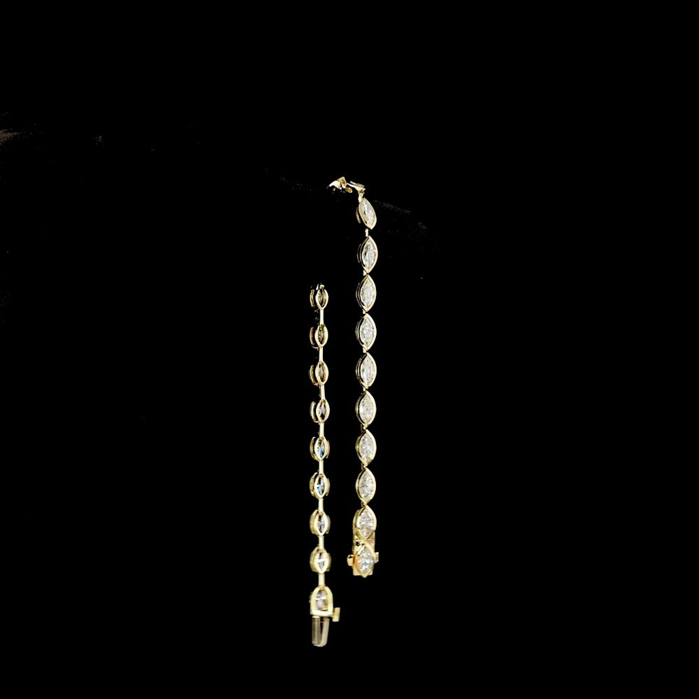 14K Yellow Gold Tennis Bracelet with East-West Bezel Set Marquise Cut Lab Diamonds - 4.96 Carat Total Weight, D VVS2 Clarity - Covaloro Fine Jewelry