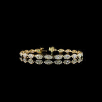 14K Yellow Gold Tennis Bracelet with East-West Bezel Set Marquise Cut Lab Diamonds - 6.58 Carat Total Weight - Covaloro Fine Jewelry