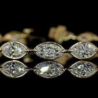 14K Yellow Gold Tennis Bracelet with East-West Bezel Set Marquise Cut Lab Diamonds - 6.58 Carat Total Weight - Covaloro Fine Jewelry