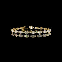 14K Yellow Gold Tennis Bracelet with East-West Bezel Set Marquise Lab Diamonds - 7.22 Carats Total Diamond Weight - Covaloro Fine Jewelry