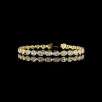 14K Yellow Gold Tennis Bracelet with East-West Bezel Set Oval Lab Diamonds - 7.60 Carat Total Diamond Weight - Covaloro Fine Jewelry