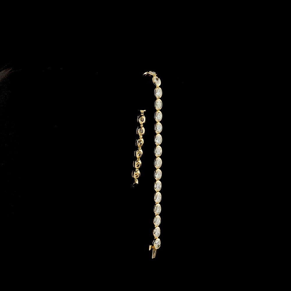 14K Yellow Gold Tennis Bracelet with East-West Bezel Set Oval Lab Diamonds - 7.60 Carat Total Diamond Weight - Covaloro Fine Jewelry