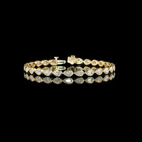 14K Yellow Gold Tennis Bracelet with East-West Bezel Set Pear Shape Lab Diamonds - 5.91 Carat Total Diamond Weight, E-F Color VS Clarity - Covaloro Fine Jewelry