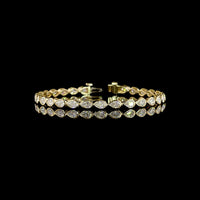 14K Yellow Gold Tennis Bracelet with East-West Bezel Set Pear Shape Lab Diamonds - 6.02 Carat Total Weight - Covaloro Fine Jewelry