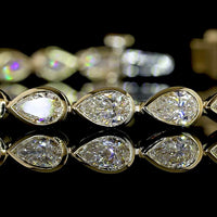 14K Yellow Gold Tennis Bracelet with East-West Bezel Set Pear Shape Lab Diamonds - 6.02 Carat Total Weight - Covaloro Fine Jewelry
