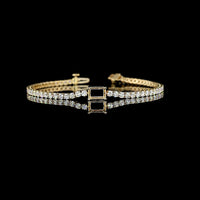 14K Yellow Gold Tennis Bracelet with East-West Set 1.21 Carats Emerald Cut Lab Diamond and 63 Brilliant Cut Lab Diamonds - 4.83 Carats Total Diamond Weight - Covaloro Fine Jewelry