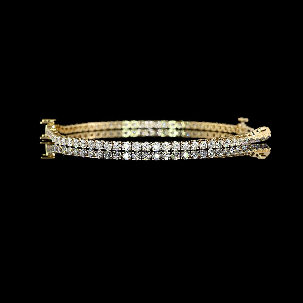 14K Yellow Gold Tennis Bracelet with East-West Set 1.21 Carats Emerald Cut Lab Diamond and 63 Brilliant Cut Lab Diamonds - 4.83 Carats Total Diamond Weight - Covaloro Fine Jewelry