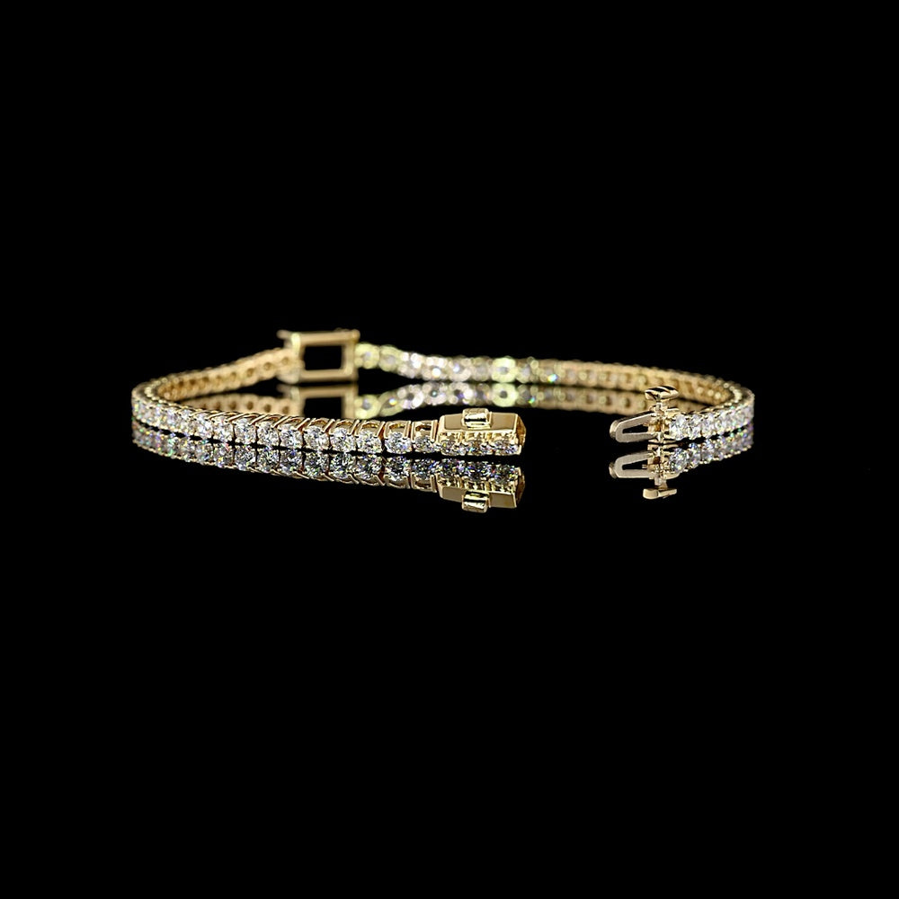 14K Yellow Gold Tennis Bracelet with East-West Set 1.21 Carats Emerald Cut Lab Diamond and 63 Brilliant Cut Lab Diamonds - 4.83 Carats Total Diamond Weight - Covaloro Fine Jewelry