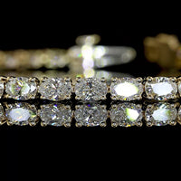 14K Yellow Gold Tennis Bracelet with East-West Set Oval Lab Diamonds - 4.95 Carat Total Weight, E-F VS1 Clarity - Covaloro Fine Jewelry
