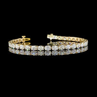 14K Yellow Gold Tennis Bracelet with East-West Set Oval Lab Diamonds (E-F VS1) - 7.34 Carat Total Weight - Covaloro Fine Jewelry