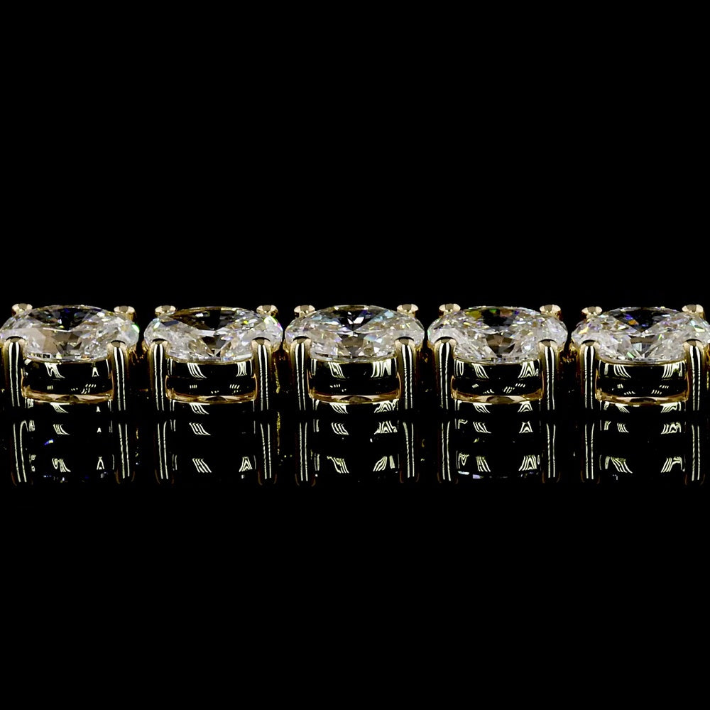 14K Yellow Gold Tennis Bracelet with East-West Set Oval Lab Diamonds (E-F VS1) - 7.34 Carat Total Weight - Covaloro Fine Jewelry