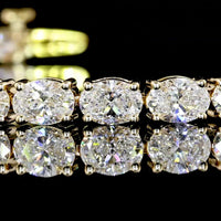14K Yellow Gold Tennis Bracelet with East-West Set Oval Lab Diamonds (E-F VS1) - 7.34 Carat Total Weight - Covaloro Fine Jewelry