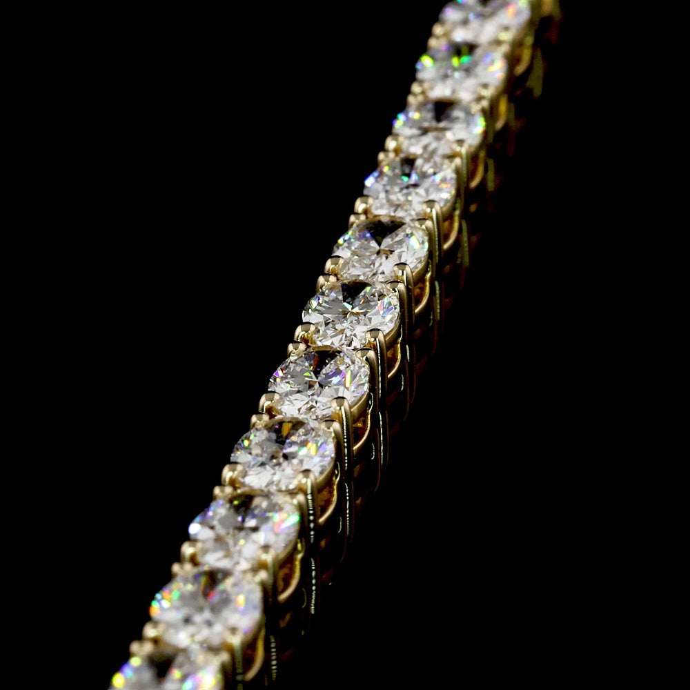 14K Yellow Gold Tennis Bracelet with East-West Set Oval Lab Diamonds (E-F VS1) - 7.34 Carat Total Weight - Covaloro Fine Jewelry